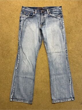 Urban UP Premium Blue Denim Low Rise Bootcut Men’s Jeans 36x34 Western Cowboy